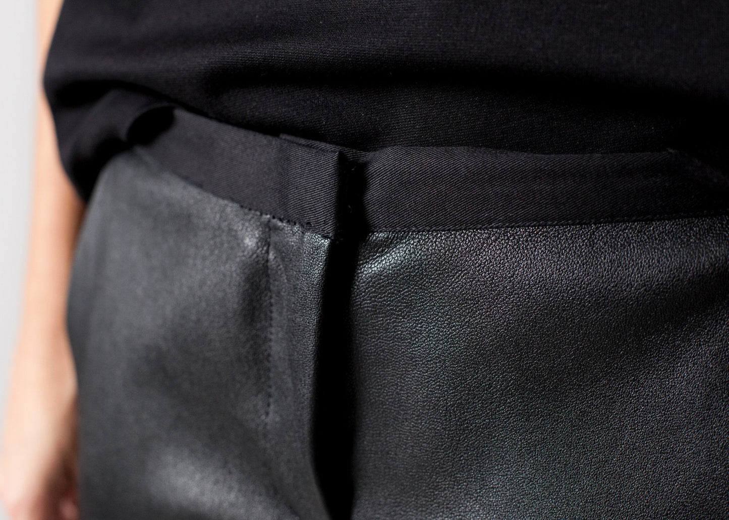 BEST Leather Panel Trouser in Black